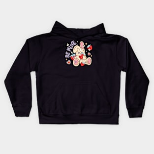 Be Mine Cute Bunny Strawberries Illustration Kids Hoodie